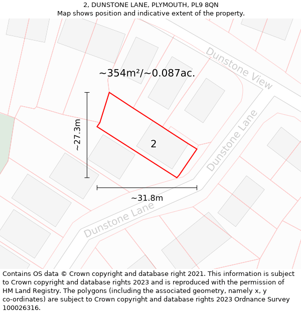 2, DUNSTONE LANE, PLYMOUTH, PL9 8QN: Plot and title map