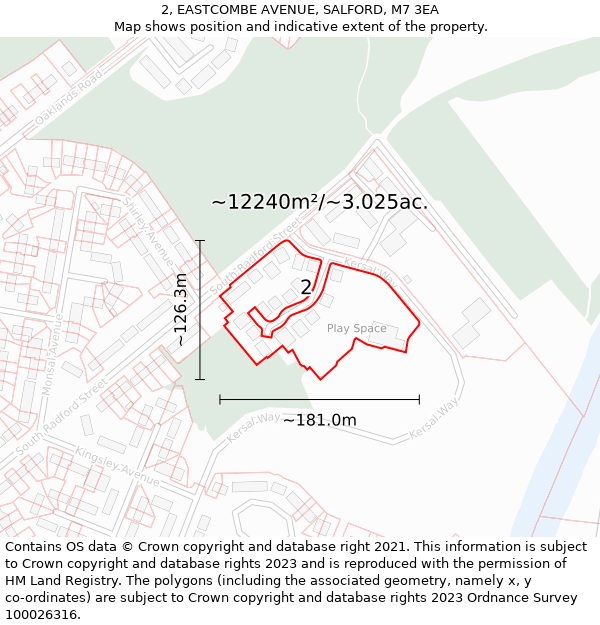 2, EASTCOMBE AVENUE, SALFORD, M7 3EA: Plot and title map