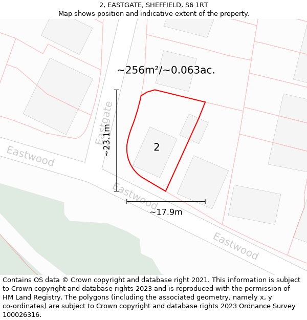 2, EASTGATE, SHEFFIELD, S6 1RT: Plot and title map