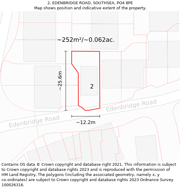 2, EDENBRIDGE ROAD, SOUTHSEA, PO4 8PE: Plot and title map
