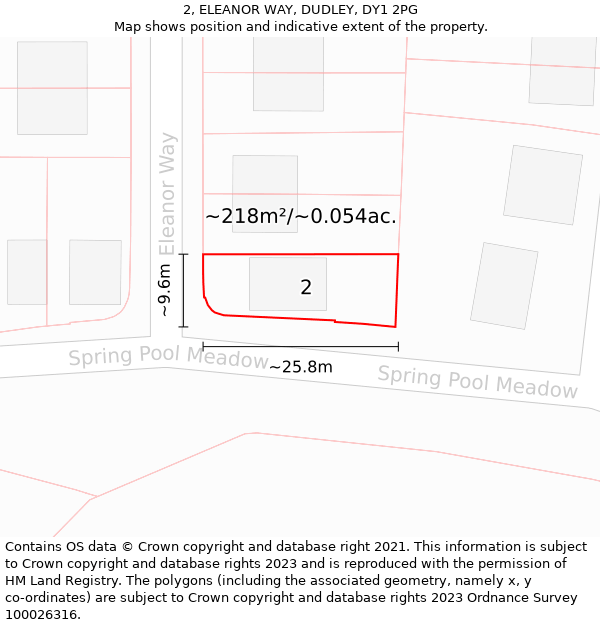 2, ELEANOR WAY, DUDLEY, DY1 2PG: Plot and title map