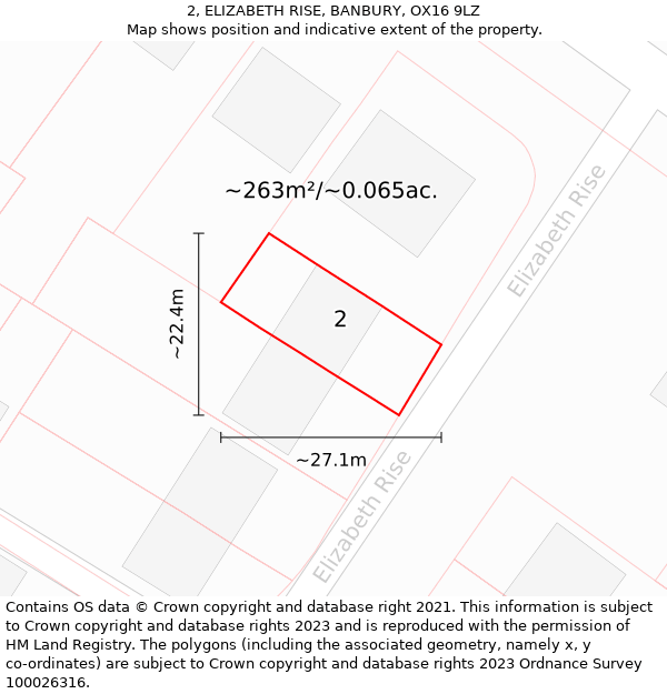 2, ELIZABETH RISE, BANBURY, OX16 9LZ: Plot and title map