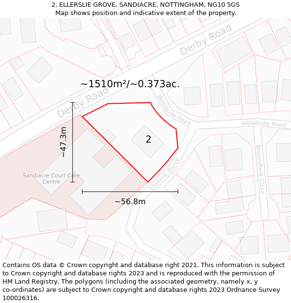 2, ELLERSLIE GROVE, SANDIACRE, NOTTINGHAM, NG10 5GS: Plot and title map