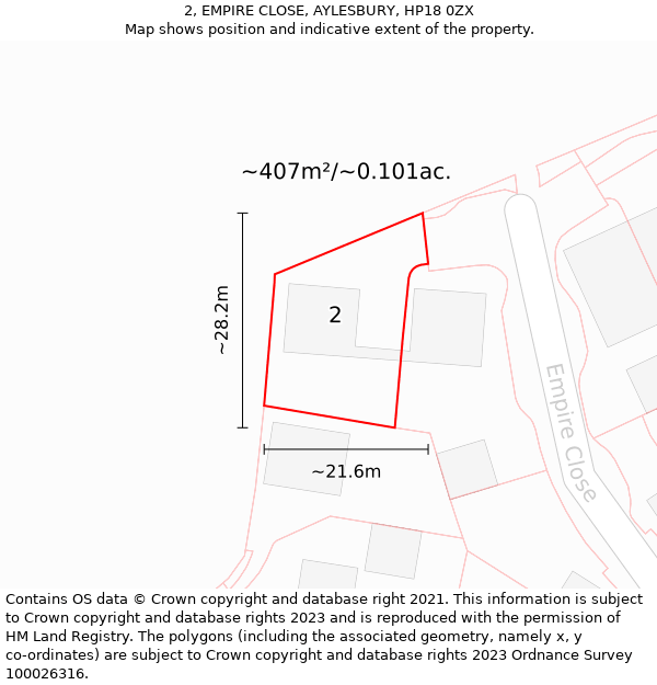 2, EMPIRE CLOSE, AYLESBURY, HP18 0ZX: Plot and title map