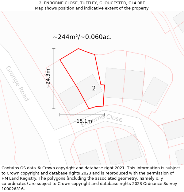 2, ENBORNE CLOSE, TUFFLEY, GLOUCESTER, GL4 0RE: Plot and title map