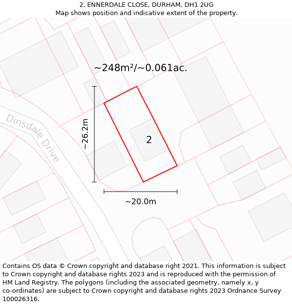2, ENNERDALE CLOSE, DURHAM, DH1 2UG: Plot and title map