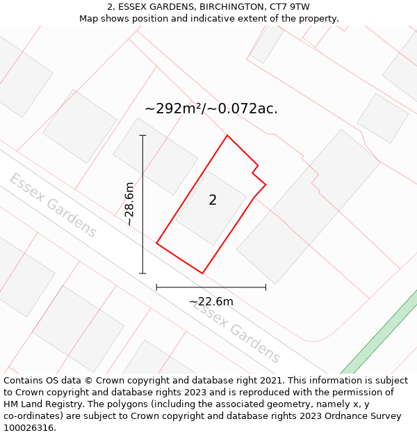 2, ESSEX GARDENS, BIRCHINGTON, CT7 9TW: Plot and title map