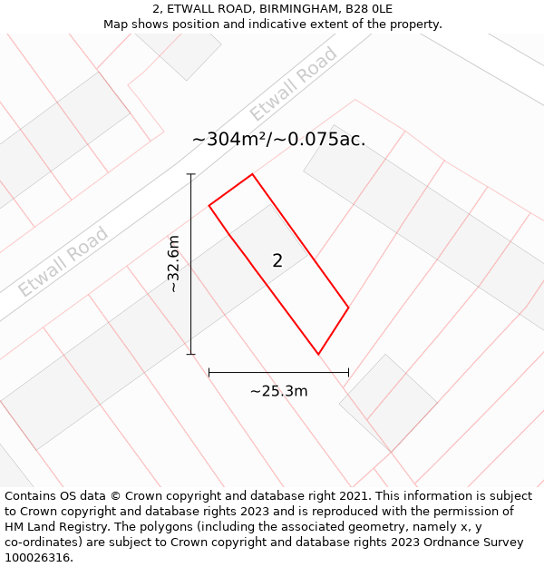 2, ETWALL ROAD, BIRMINGHAM, B28 0LE: Plot and title map