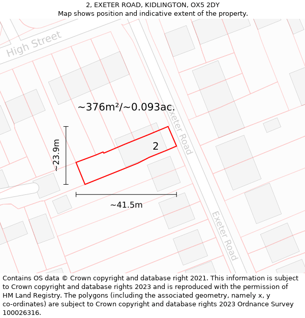 2, EXETER ROAD, KIDLINGTON, OX5 2DY: Plot and title map