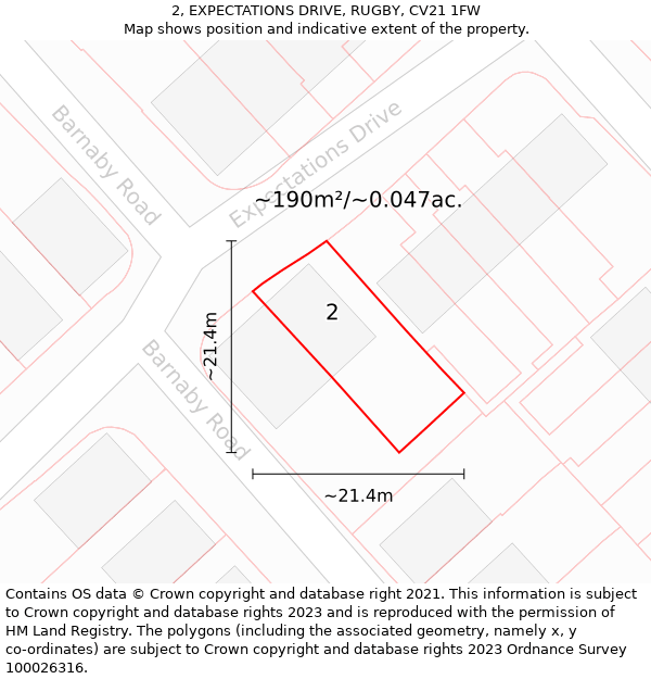 2, EXPECTATIONS DRIVE, RUGBY, CV21 1FW: Plot and title map