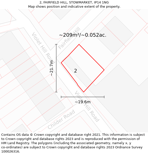 2, FAIRFIELD HILL, STOWMARKET, IP14 1NG: Plot and title map