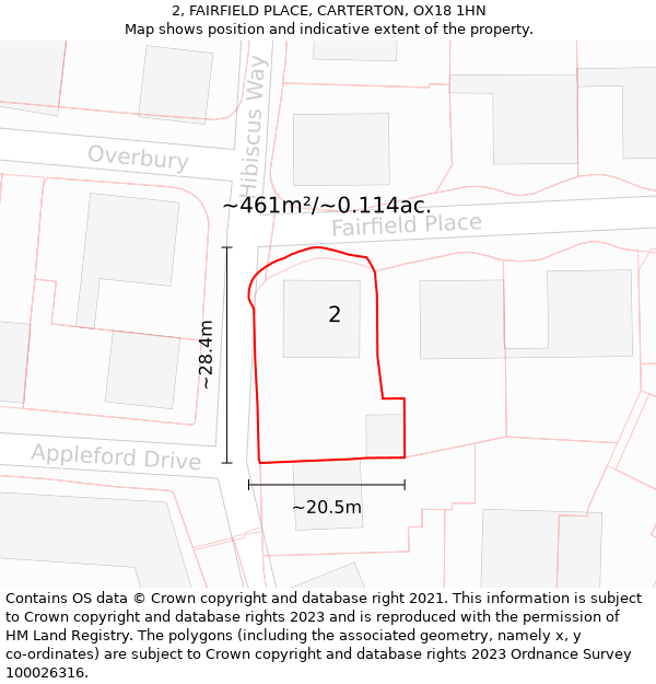 2, FAIRFIELD PLACE, CARTERTON, OX18 1HN: Plot and title map