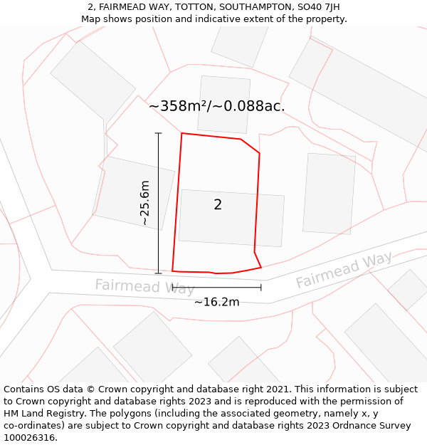 2, FAIRMEAD WAY, TOTTON, SOUTHAMPTON, SO40 7JH: Plot and title map