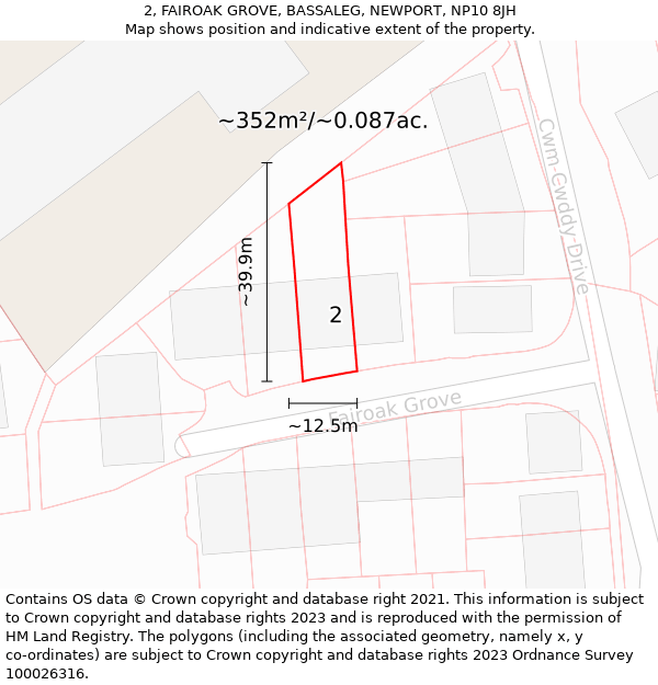 2, FAIROAK GROVE, BASSALEG, NEWPORT, NP10 8JH: Plot and title map