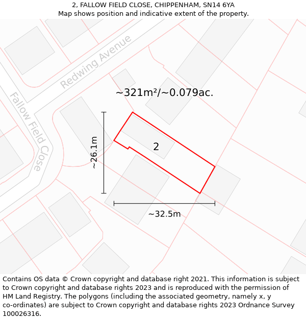 2, FALLOW FIELD CLOSE, CHIPPENHAM, SN14 6YA: Plot and title map