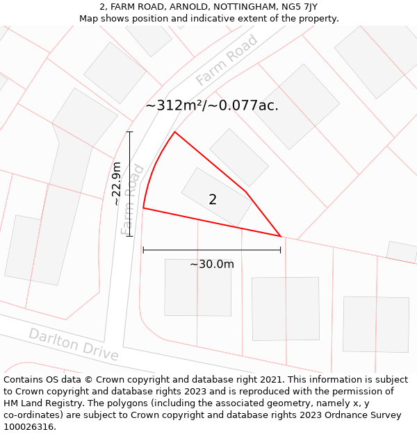 2, FARM ROAD, ARNOLD, NOTTINGHAM, NG5 7JY: Plot and title map