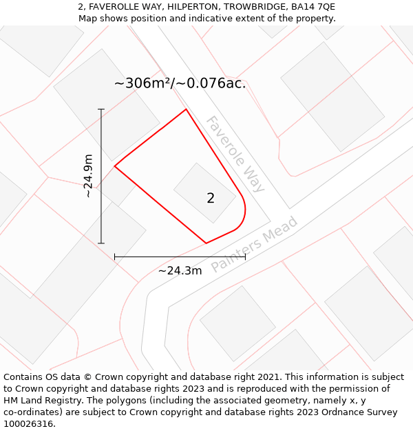 2, FAVEROLLE WAY, HILPERTON, TROWBRIDGE, BA14 7QE: Plot and title map