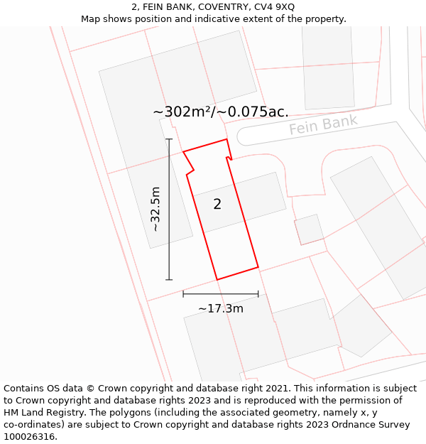 2, FEIN BANK, COVENTRY, CV4 9XQ: Plot and title map
