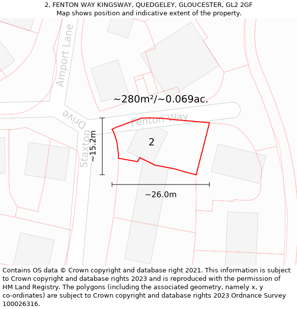 2, FENTON WAY KINGSWAY, QUEDGELEY, GLOUCESTER, GL2 2GF: Plot and title map