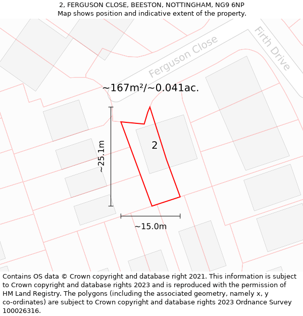 2, FERGUSON CLOSE, BEESTON, NOTTINGHAM, NG9 6NP: Plot and title map