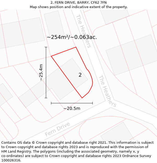 2, FERN DRIVE, BARRY, CF62 7FN: Plot and title map