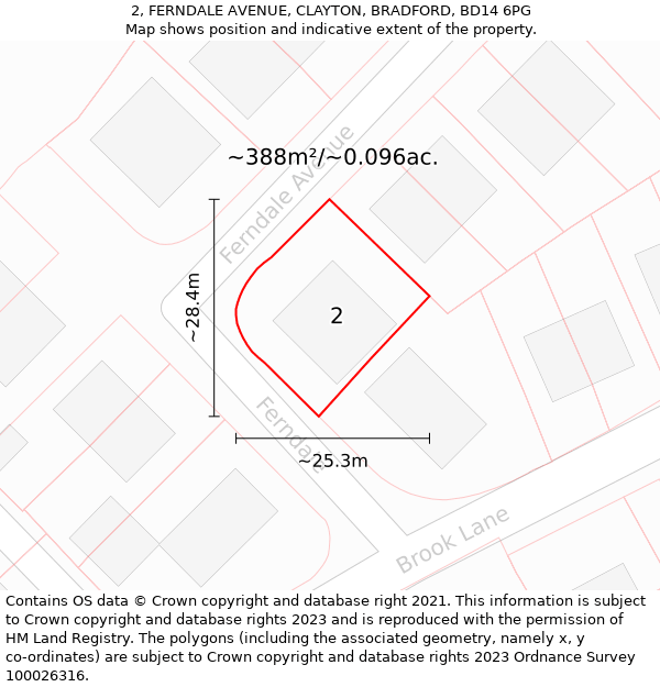 2, FERNDALE AVENUE, CLAYTON, BRADFORD, BD14 6PG: Plot and title map