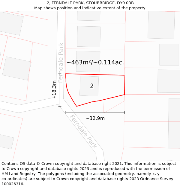 2, FERNDALE PARK, STOURBRIDGE, DY9 0RB: Plot and title map