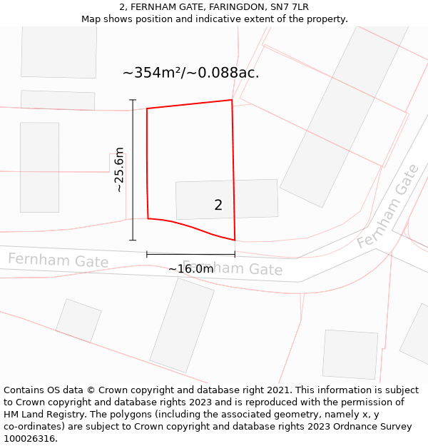 2, FERNHAM GATE, FARINGDON, SN7 7LR: Plot and title map