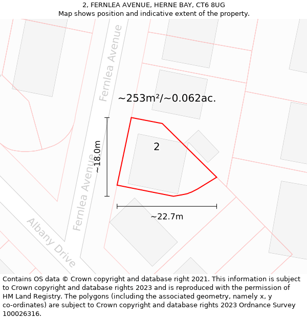 2, FERNLEA AVENUE, HERNE BAY, CT6 8UG: Plot and title map