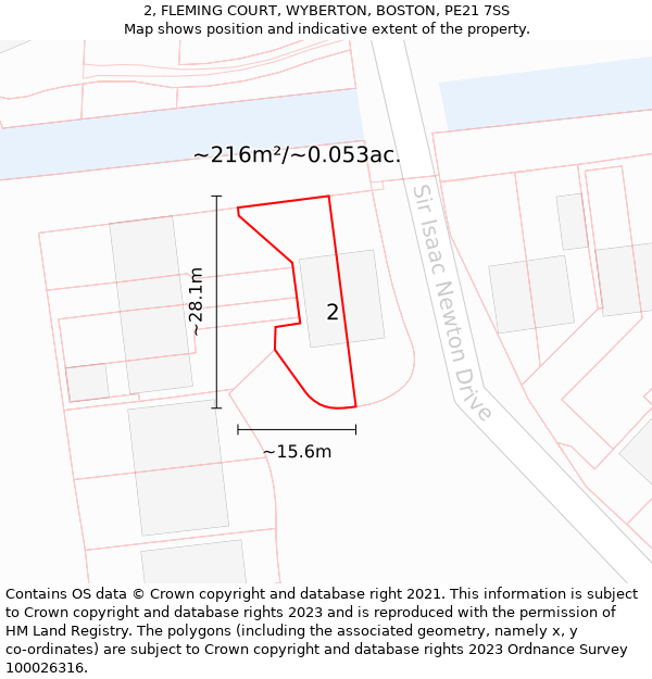 2, FLEMING COURT, WYBERTON, BOSTON, PE21 7SS: Plot and title map