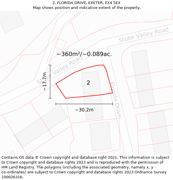 2, FLORIDA DRIVE, EXETER, EX4 5EX: Plot and title map