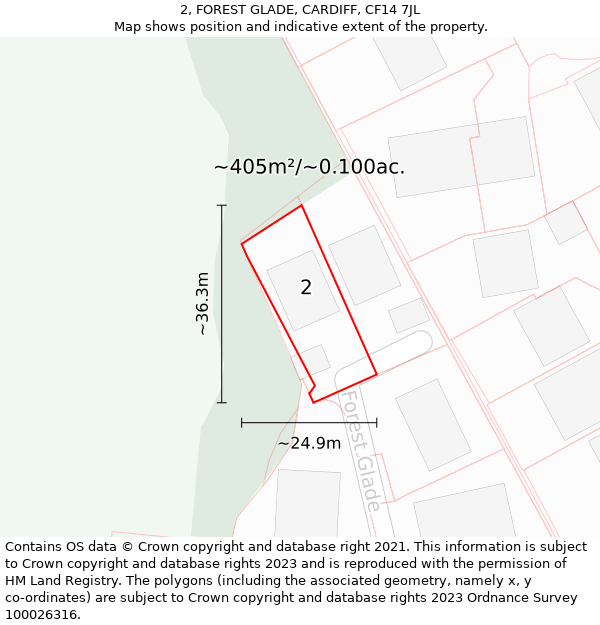 2, FOREST GLADE, CARDIFF, CF14 7JL: Plot and title map
