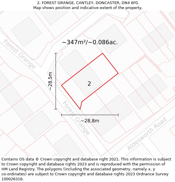 2, FOREST GRANGE, CANTLEY, DONCASTER, DN4 6FG: Plot and title map