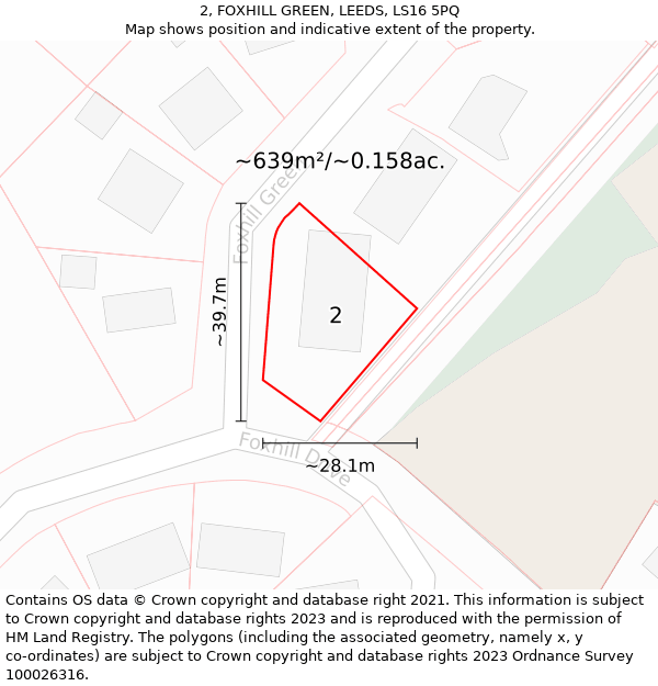 2, FOXHILL GREEN, LEEDS, LS16 5PQ: Plot and title map