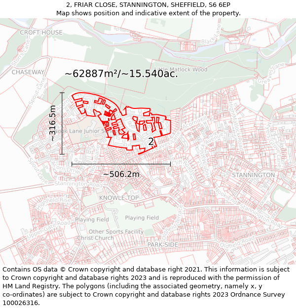 2, FRIAR CLOSE, STANNINGTON, SHEFFIELD, S6 6EP: Plot and title map