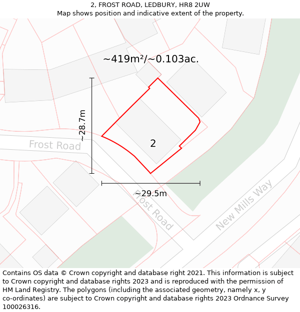 2, FROST ROAD, LEDBURY, HR8 2UW: Plot and title map