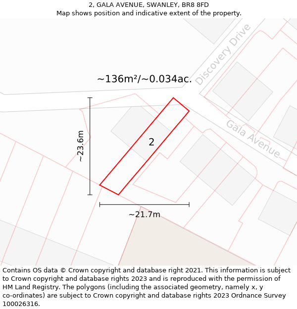 2, GALA AVENUE, SWANLEY, BR8 8FD: Plot and title map