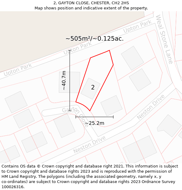 2, GAYTON CLOSE, CHESTER, CH2 2HS: Plot and title map