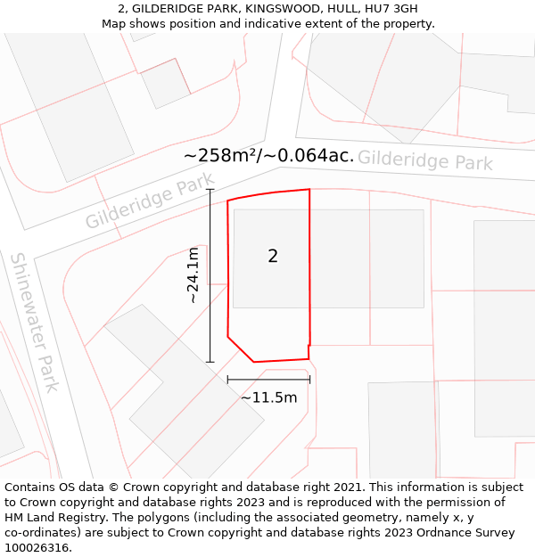 2, GILDERIDGE PARK, KINGSWOOD, HULL, HU7 3GH: Plot and title map