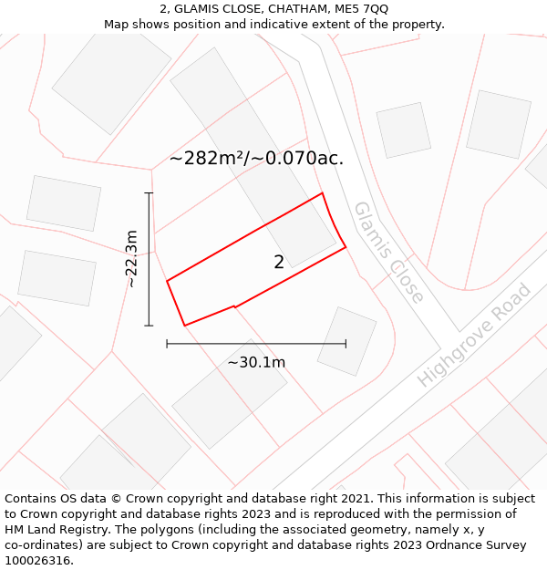 2, GLAMIS CLOSE, CHATHAM, ME5 7QQ: Plot and title map