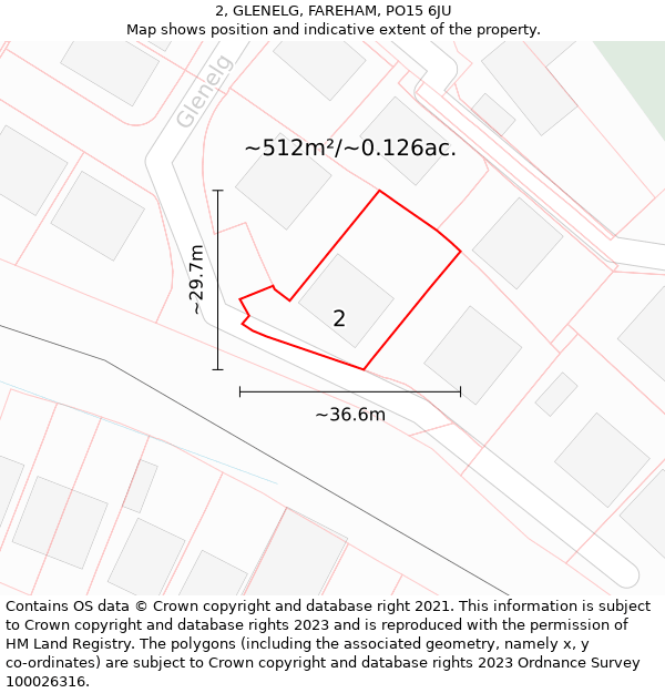 2, GLENELG, FAREHAM, PO15 6JU: Plot and title map