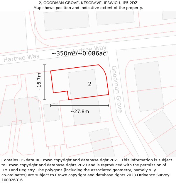 2, GOODMAN GROVE, KESGRAVE, IPSWICH, IP5 2DZ: Plot and title map