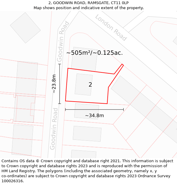 2, GOODWIN ROAD, RAMSGATE, CT11 0LP: Plot and title map