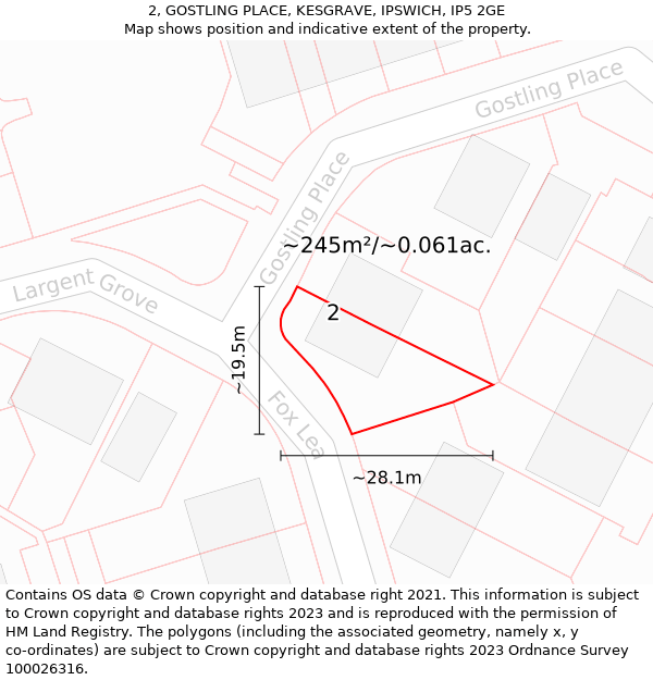 2, GOSTLING PLACE, KESGRAVE, IPSWICH, IP5 2GE: Plot and title map