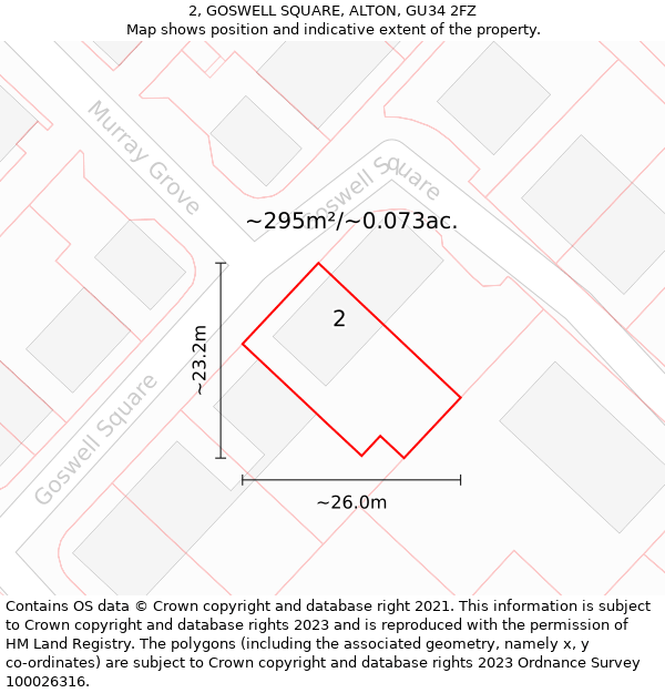 2, GOSWELL SQUARE, ALTON, GU34 2FZ: Plot and title map