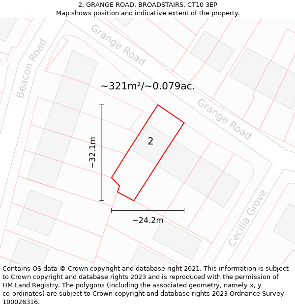 2, GRANGE ROAD, BROADSTAIRS, CT10 3EP: Plot and title map