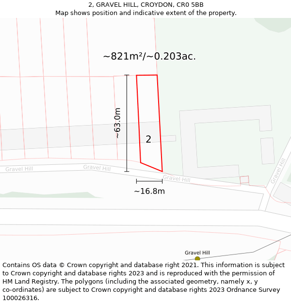 2, GRAVEL HILL, CROYDON, CR0 5BB: Plot and title map