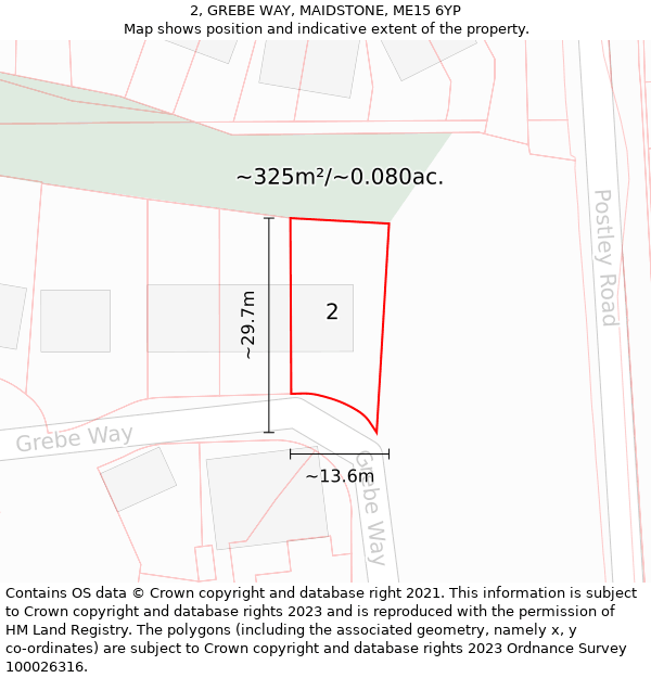 2, GREBE WAY, MAIDSTONE, ME15 6YP: Plot and title map