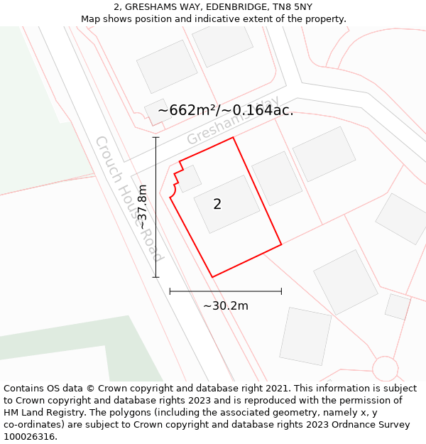 2, GRESHAMS WAY, EDENBRIDGE, TN8 5NY: Plot and title map