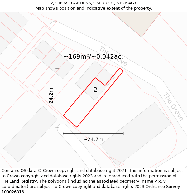 2, GROVE GARDENS, CALDICOT, NP26 4GY: Plot and title map